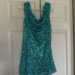 Lulu's Shimmering Aqua Sequin Dress